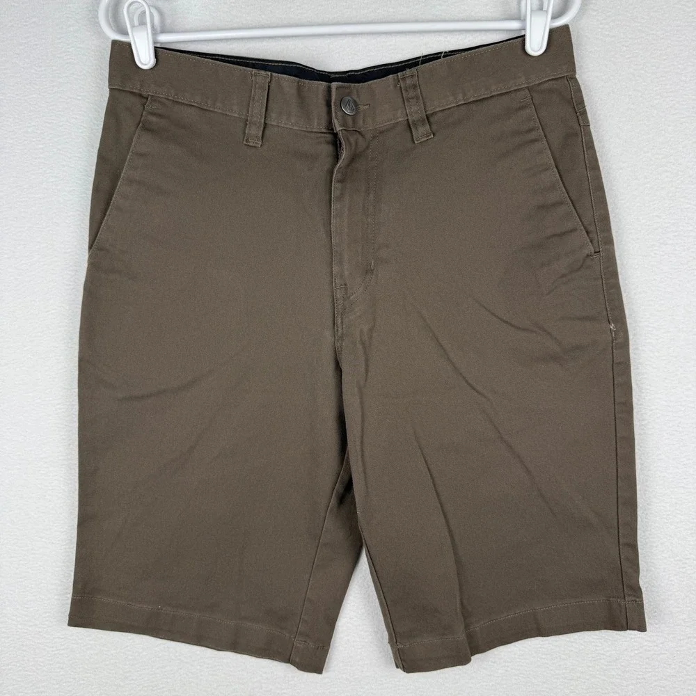 Volcom Men's Flat Front Shorts in Tan and Brown